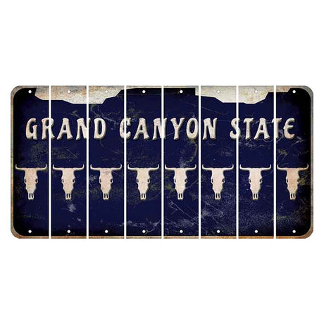 Arizona Navy Cut License Plate Strips (Set of 8) Cow Skull