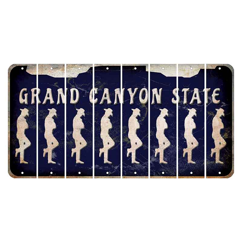 Arizona Navy Cut License Plate Strips (Set of 8) Cowboy - Leaning
