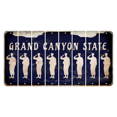 Arizona Navy Cut License Plate Strips (Set of 8) Soldier - Saluting