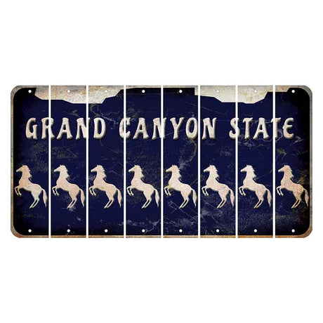 Arizona Navy Cut License Plate Strips (Set of 8) Horse