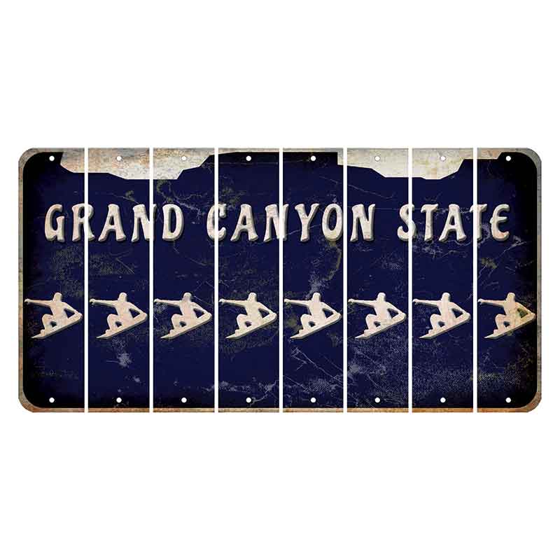 Arizona Navy Cut License Plate Strips (Set of 8) Snowboarder