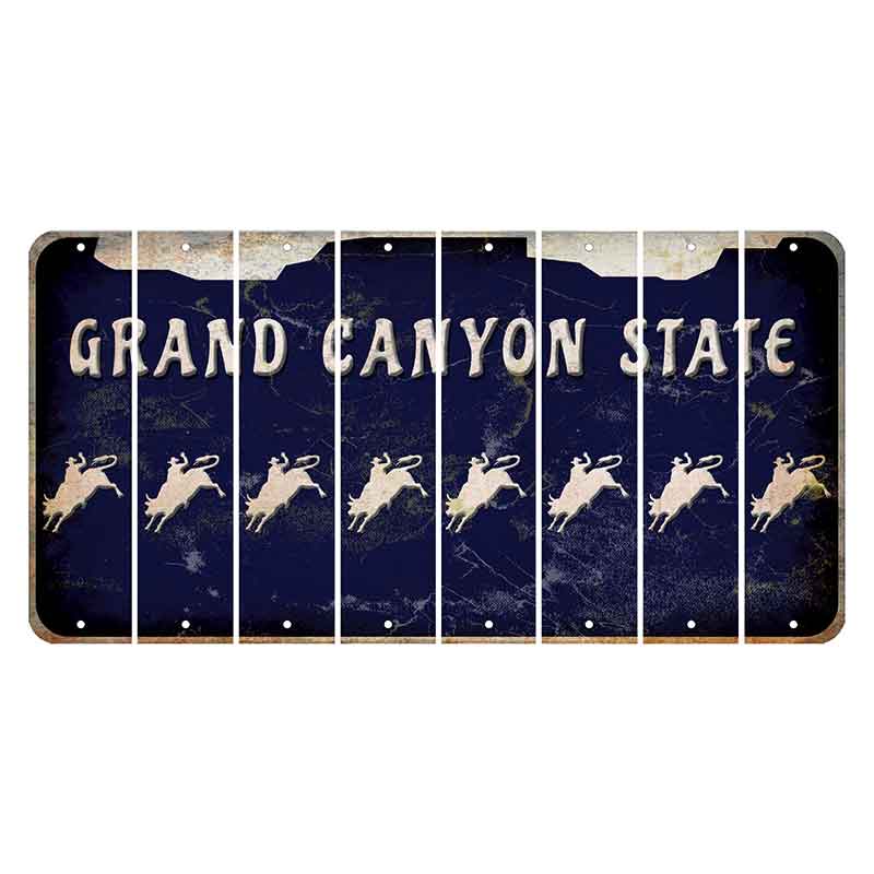 Arizona Navy Cut License Plate Strips (Set of 8) Bull Rider