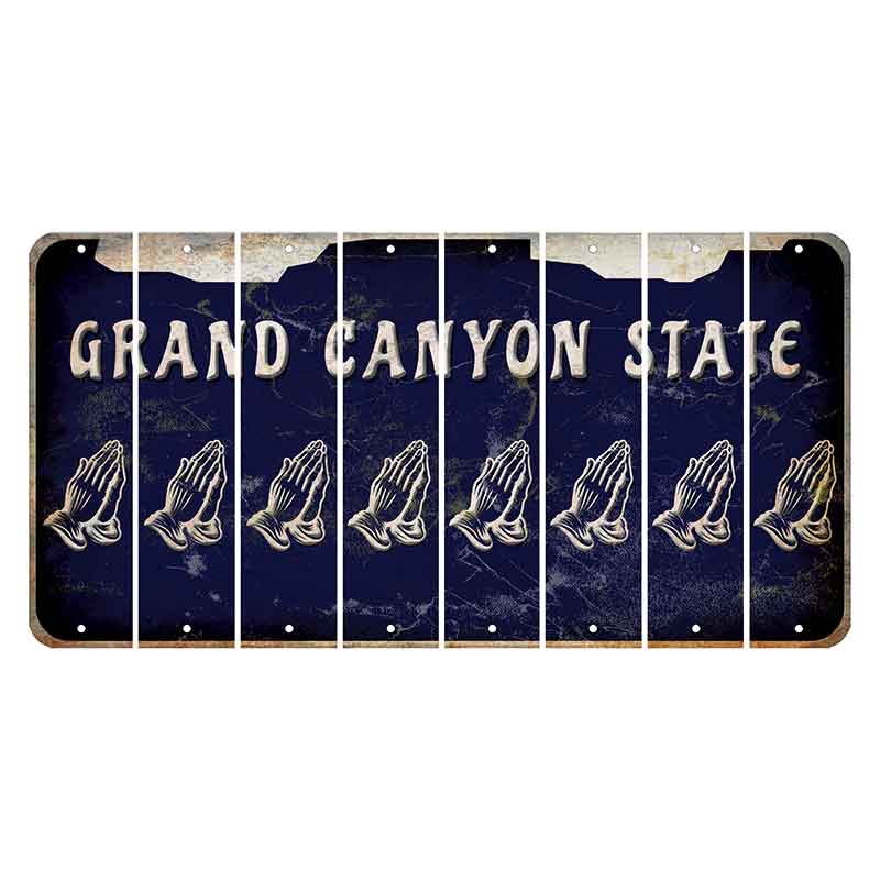 Arizona Navy Cut License Plate Strips (Set of 8) Praying Hands