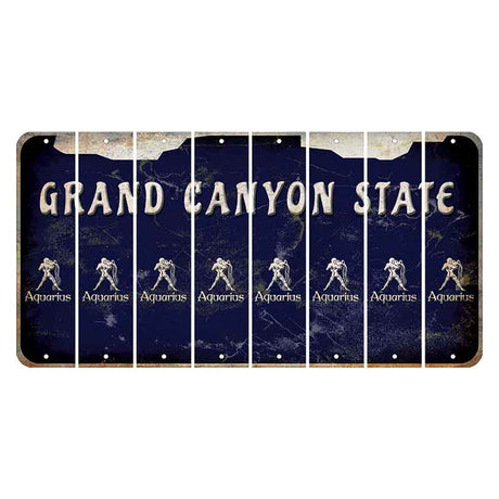 Arizona Navy Cut License Plate Strips (Set of 8) Zodiac Sign - Aquarius