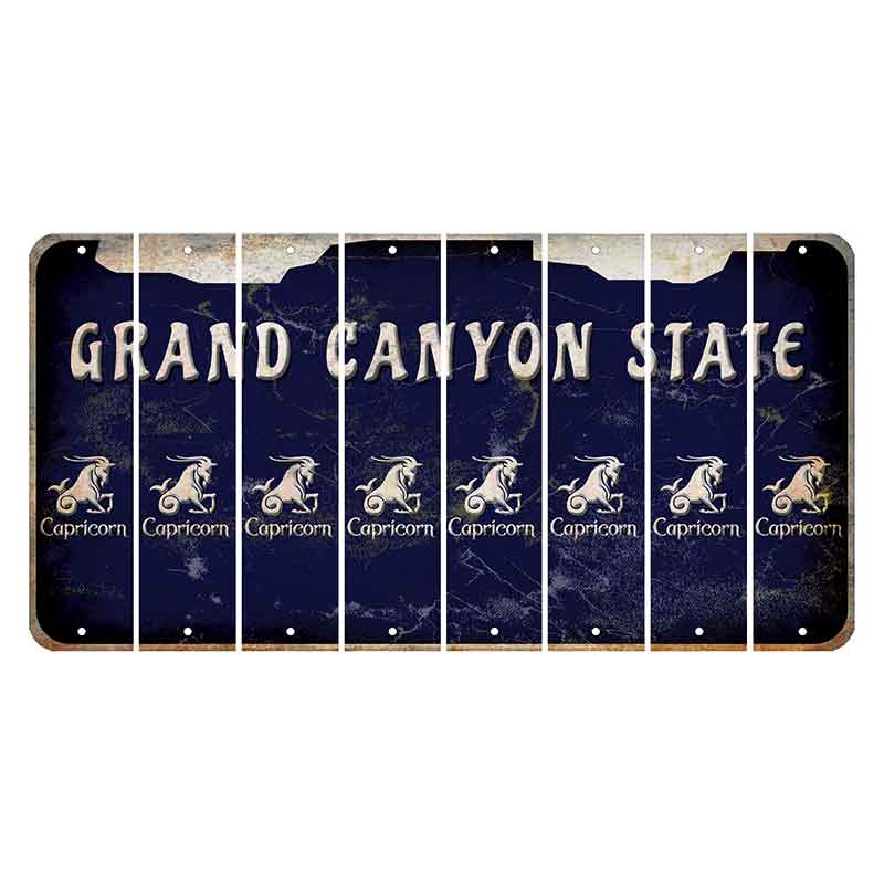 Arizona Navy Cut License Plate Strips (Set of 8) Zodiac Sign - Capricorn