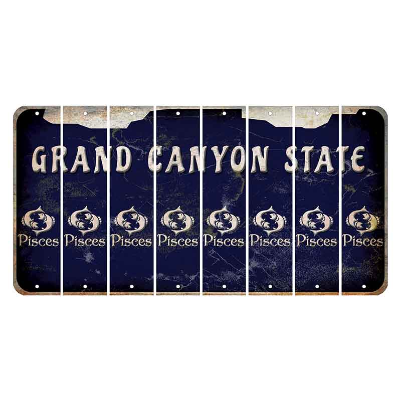 Arizona Navy Cut License Plate Strips (Set of 8) Zodiac Sign - Pisces
