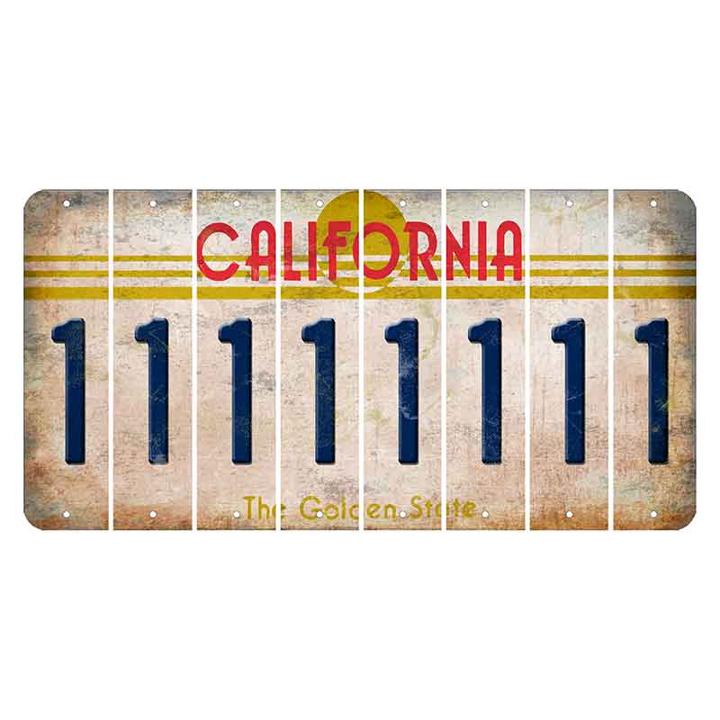 California The Golden State Cut License Plate Strips (Set of 8) 1