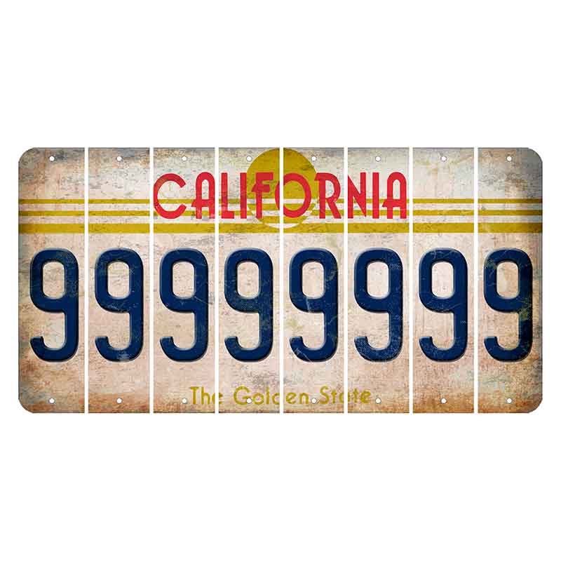 California The Golden State Cut License Plate Strips (Set of 8) 9
