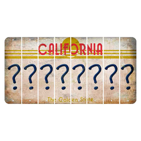 California The Golden State Cut License Plate Strips (Set of 8) Question Mark