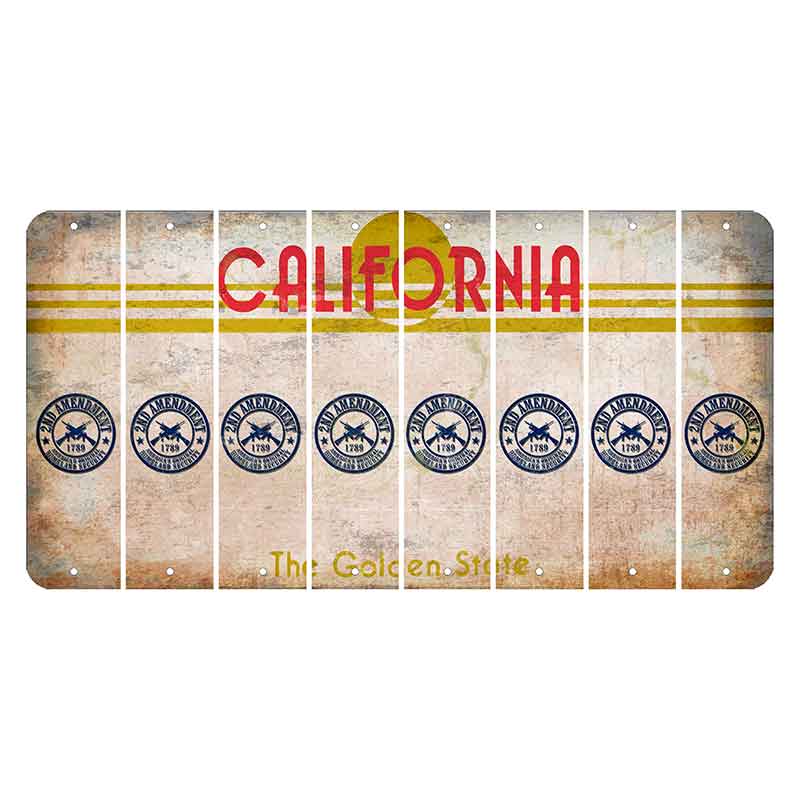 California The Golden State Cut License Plate Strips (Set of 8) 2nd Amendment