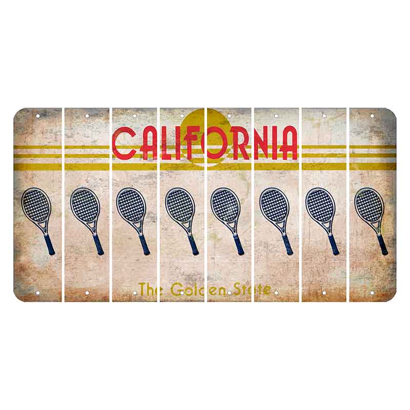 California The Golden State Cut License Plate Strips (Set of 8) Tennis Racket