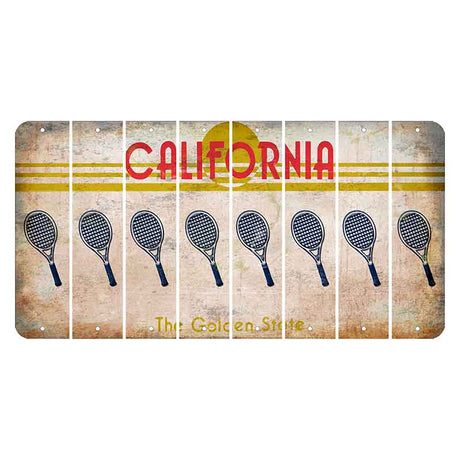 California The Golden State Cut License Plate Strips (Set of 8) Tennis Racket