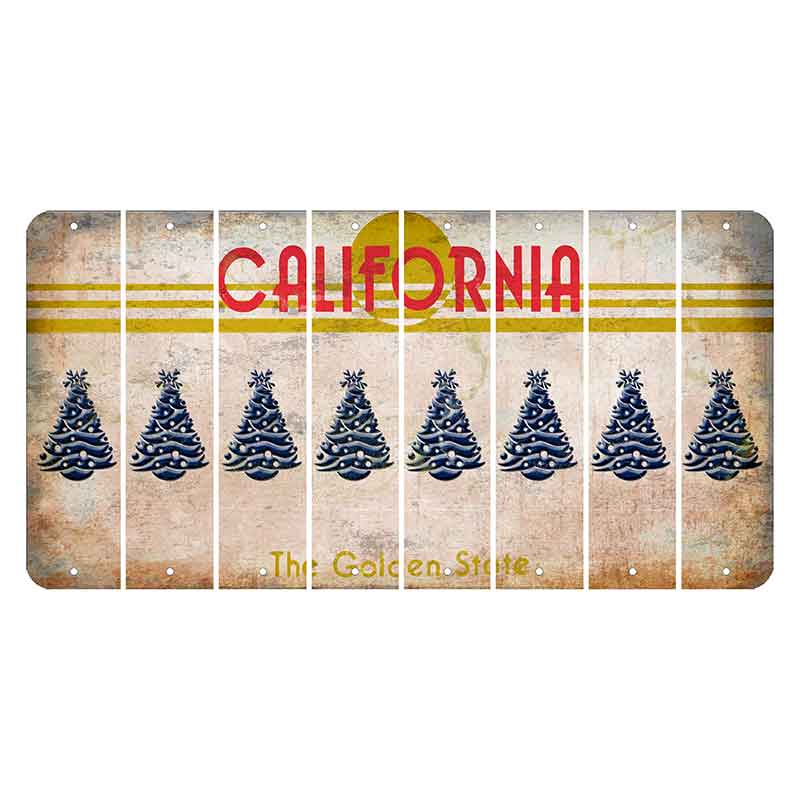 California The Golden State Cut License Plate Strips (Set of 8) Christmas Tree