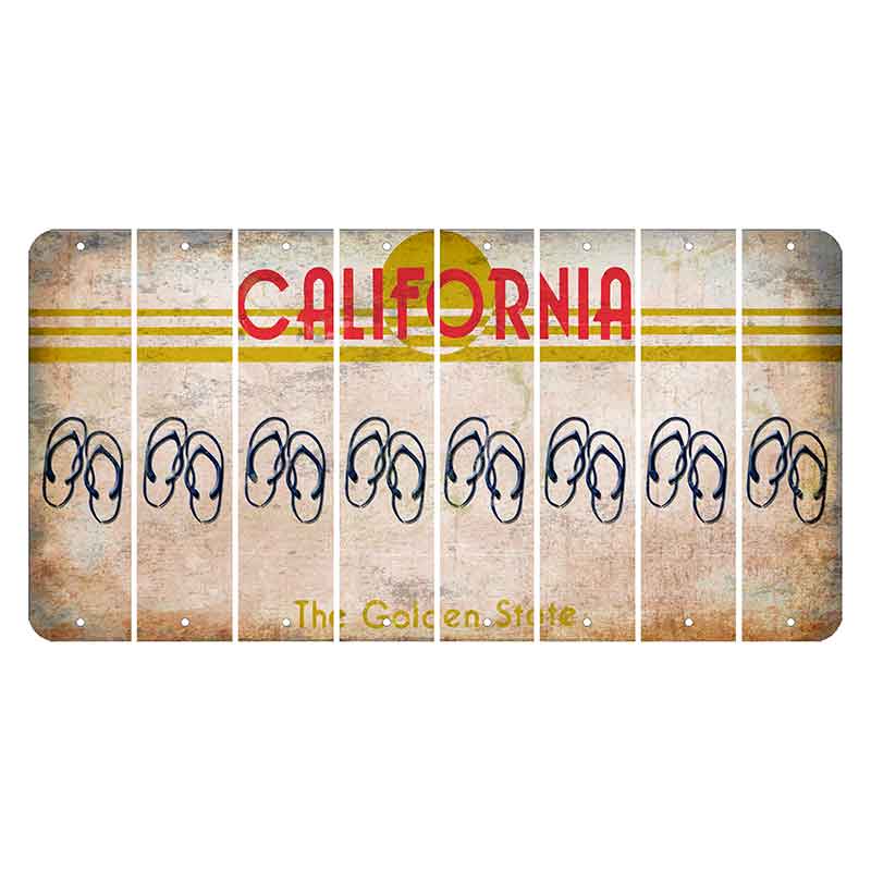 California The Golden State Cut License Plate Strips (Set of 8) Flip Flops