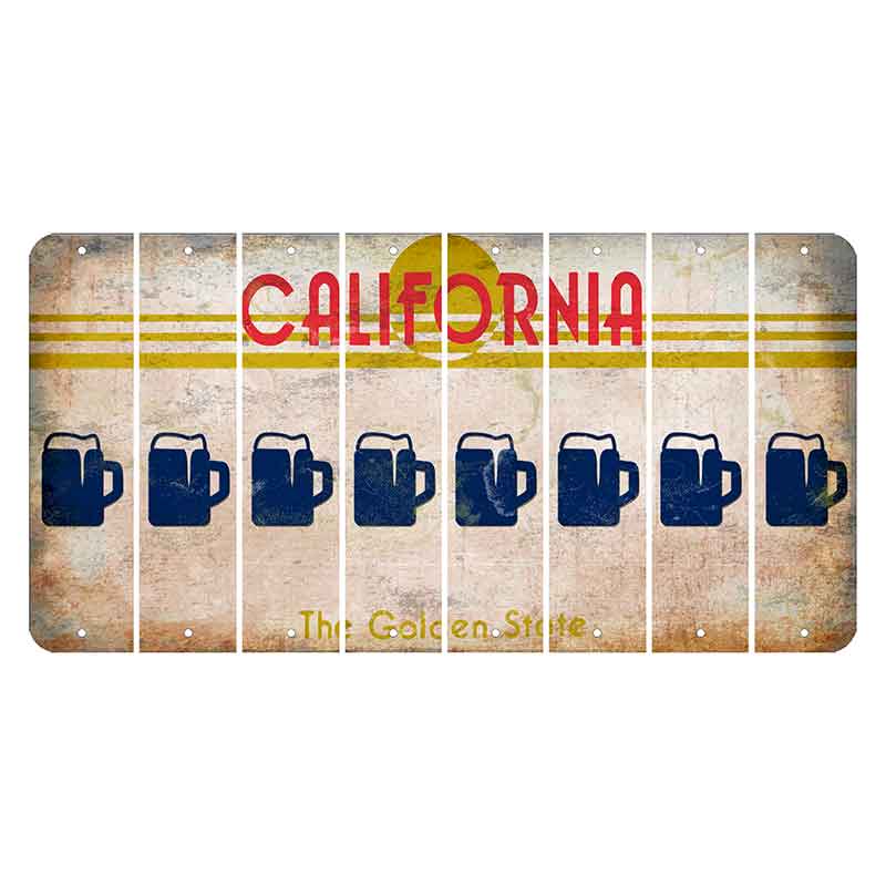 California The Golden State Cut License Plate Strips (Set of 8) Beer Mug