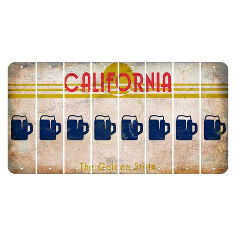 California The Golden State Cut License Plate Strips (Set of 8) Beer Mug