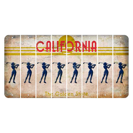 California The Golden State Cut License Plate Strips (Set of 8) Female Golfer