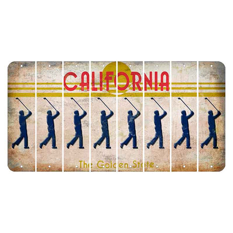 California The Golden State Cut License Plate Strips (Set of 8) Male Golfer