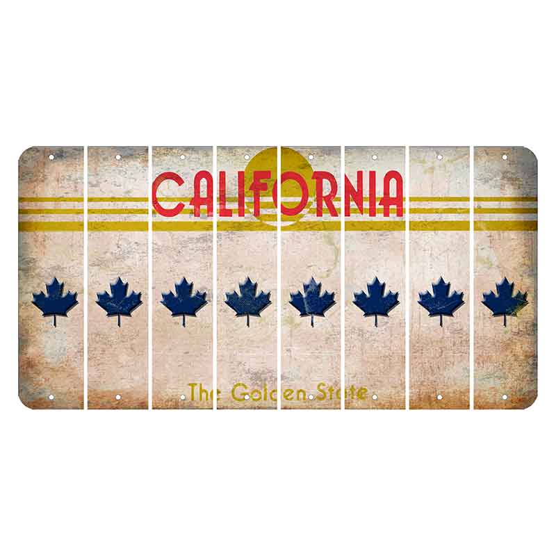 California The Golden State Cut License Plate Strips (Set of 8) Maple Leaf