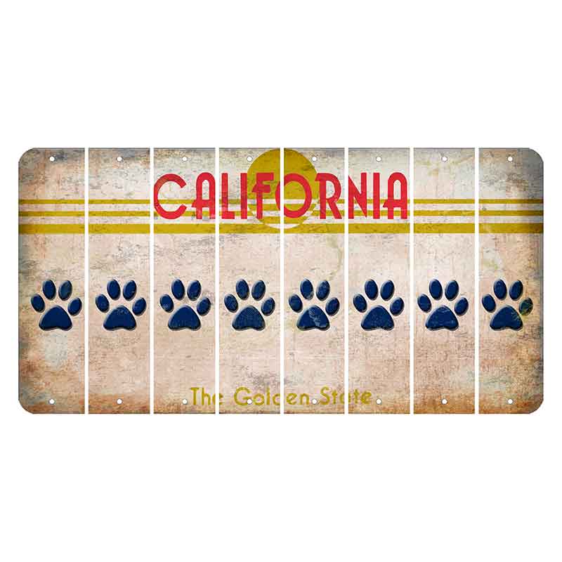 California The Golden State Cut License Plate Strips (Set of 8) Dog Paw