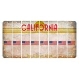 California The Golden State Cut License Plate Strips (Set of 8) American Flag