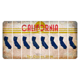 California The Golden State Cut License Plate Strips (Set of 8) State Silhouette