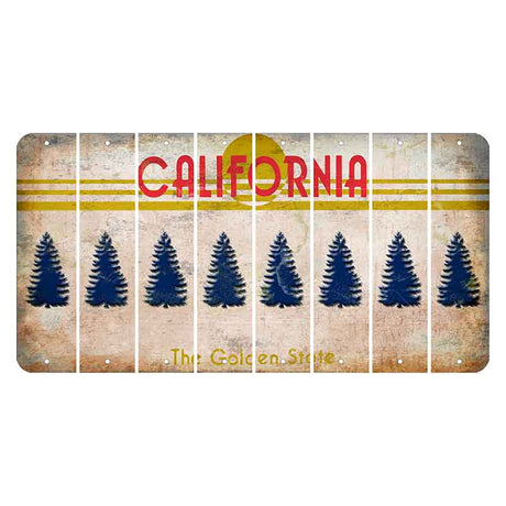 California The Golden State Cut License Plate Strips (Set of 8) Pine Tree