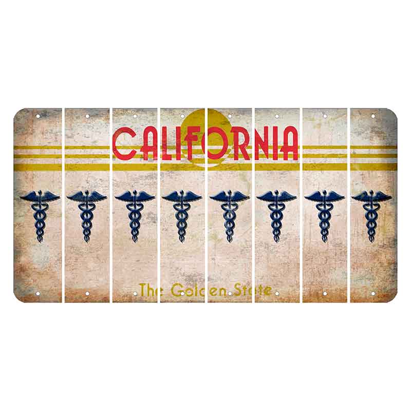 California The Golden State Cut License Plate Strips (Set of 8) Caduceus