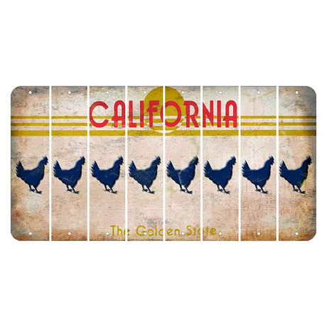 California The Golden State Cut License Plate Strips (Set of 8) Chicken