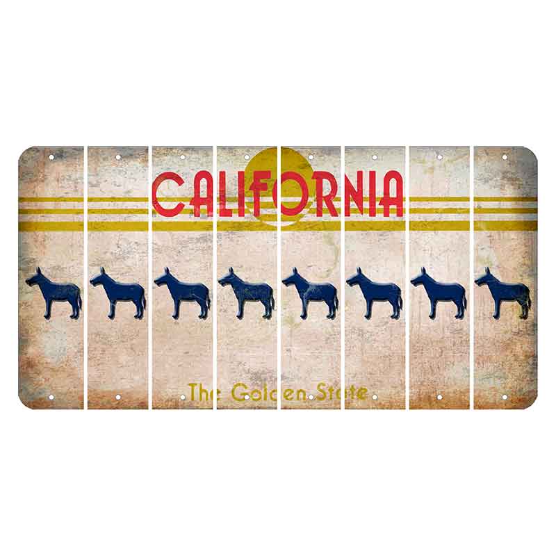 California The Golden State Cut License Plate Strips (Set of 8) Donkey