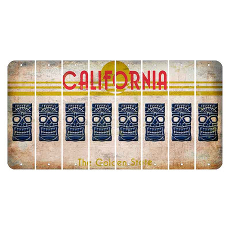 California The Golden State Cut License Plate Strips (Set of 8) Tiki