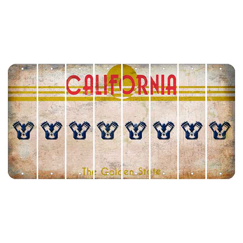 California The Golden State Cut License Plate Strips (Set of 8) Engine