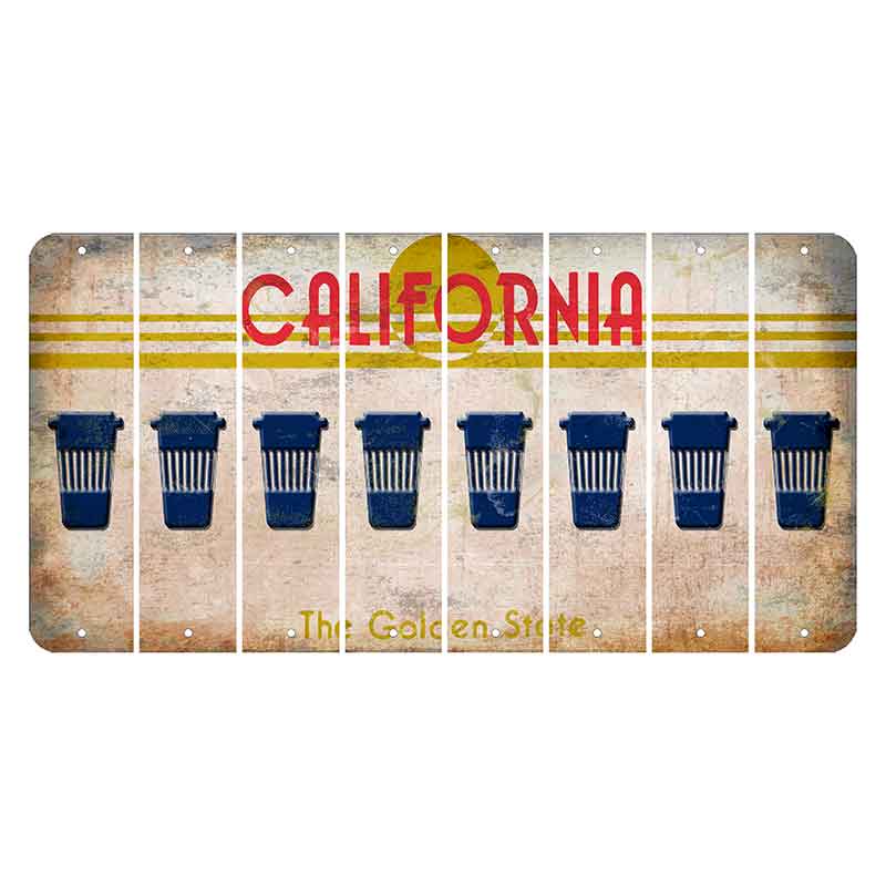 California The Golden State Cut License Plate Strips (Set of 8) Latte