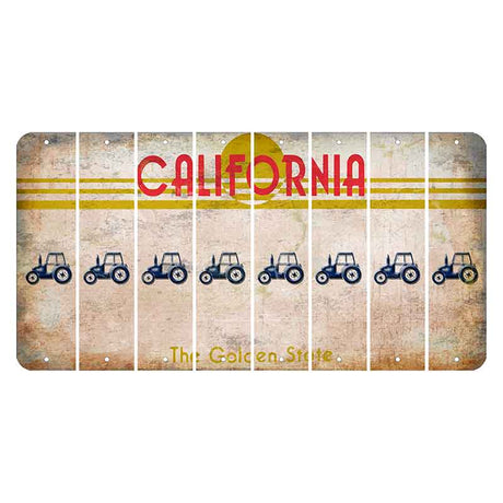 California The Golden State Cut License Plate Strips (Set of 8) Tractor