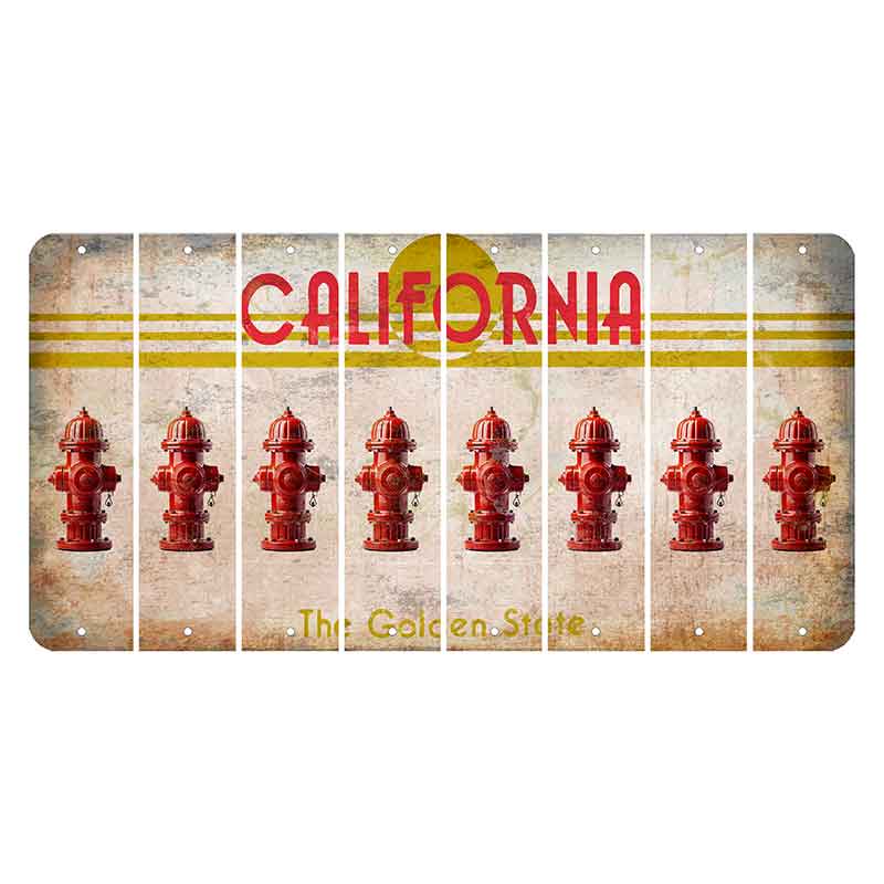 California The Golden State Cut License Plate Strips (Set of 8) Fire Hydrant