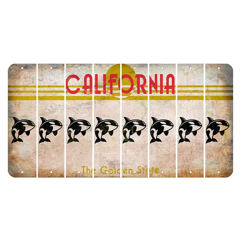 California The Golden State Cut License Plate Strips (Set of 8) Whale