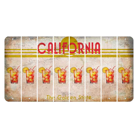 California The Golden State Cut License Plate Strips (Set of 8) Cocktail