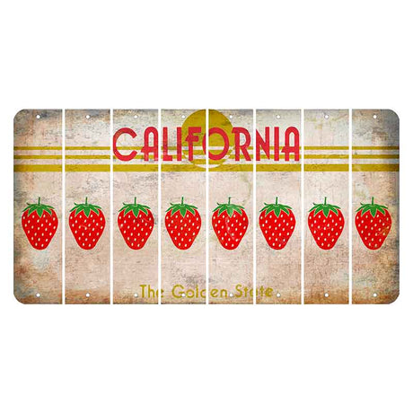 California The Golden State Cut License Plate Strips (Set of 8) Strawberry