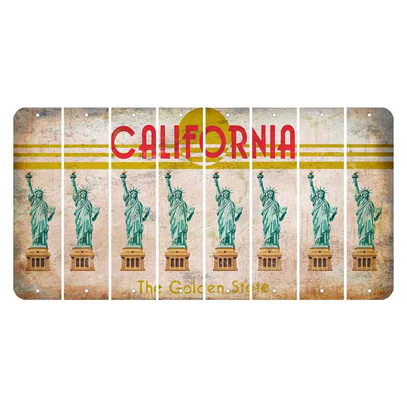 California The Golden State Cut License Plate Strips (Set of 8) Statue of Liberty