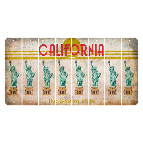 California The Golden State Cut License Plate Strips (Set of 8) Statue of Liberty