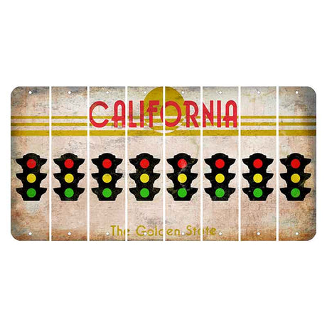California The Golden State Cut License Plate Strips (Set of 8) Traffic Light