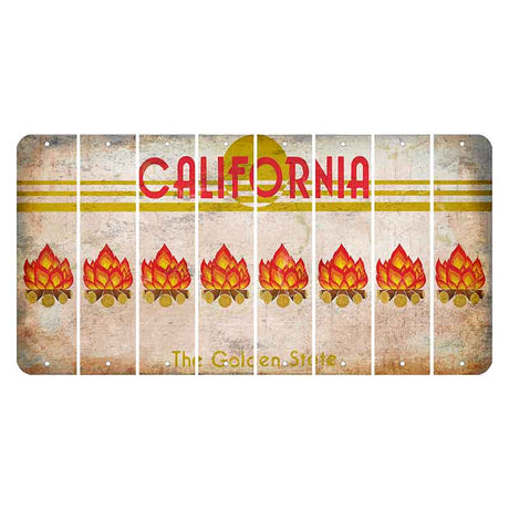 California The Golden State Cut License Plate Strips (Set of 8) Campfire