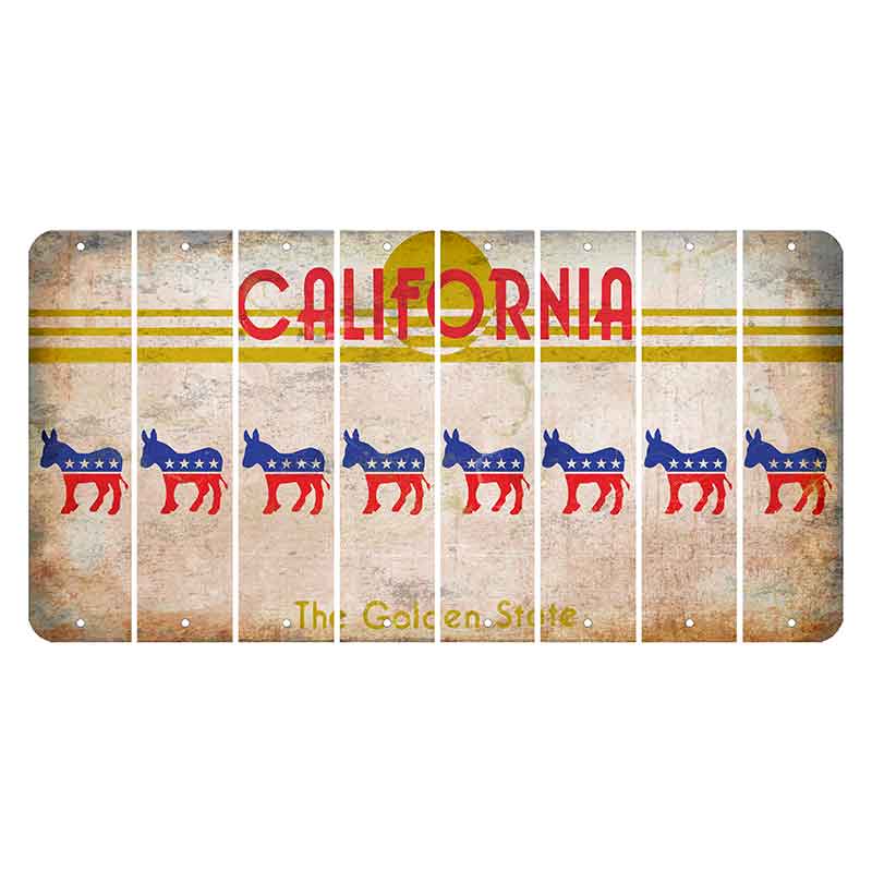 California The Golden State Cut License Plate Strips (Set of 8) Democrat