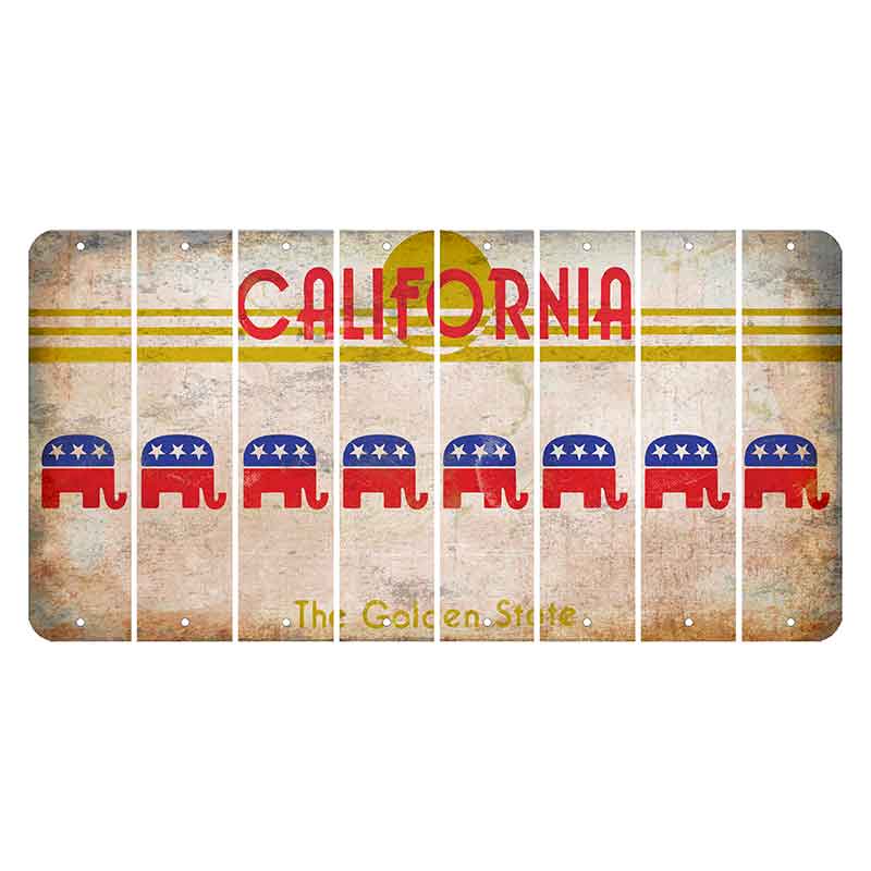 California The Golden State Cut License Plate Strips (Set of 8) Republican