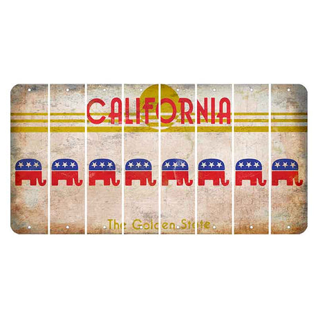 California The Golden State Cut License Plate Strips (Set of 8) Republican