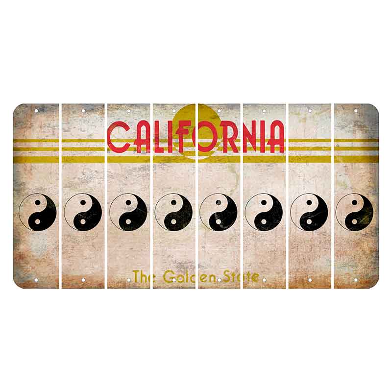 California The Golden State Cut License Plate Strips (Set of 8) Yin Yang