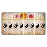 California The Golden State Cut License Plate Strips (Set of 8) Yin Yang