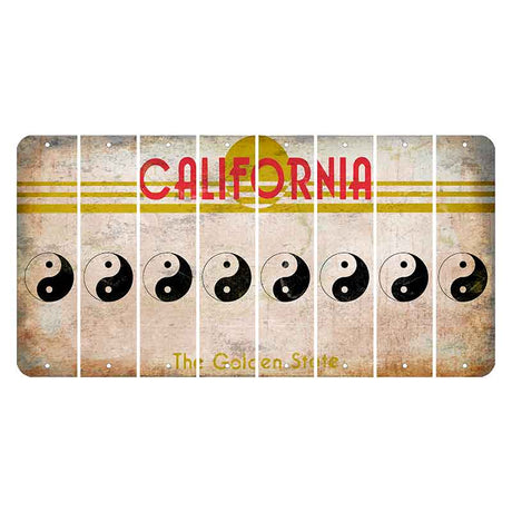 California The Golden State Cut License Plate Strips (Set of 8) Yin Yang