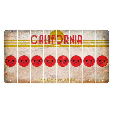 California The Golden State Cut License Plate Strips (Set of 8) Emoji - Angry