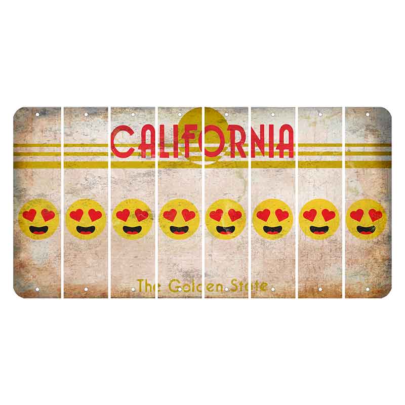 California The Golden State Cut License Plate Strips (Set of 8) Emoji - Heart Eyes